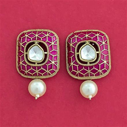 Indo Western Meenakari Earring With Mehndi Plating