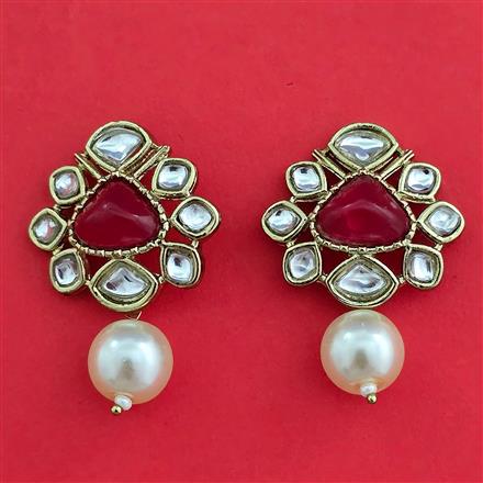 Indo Western Moti Earring With Mehndi Plating