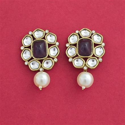 Indo Western Moti Earring With Mehndi Plating