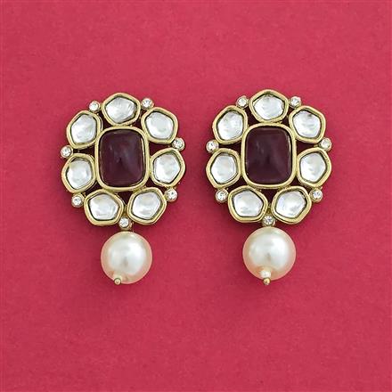 Indo Western Moti Earring With Mehndi Plating