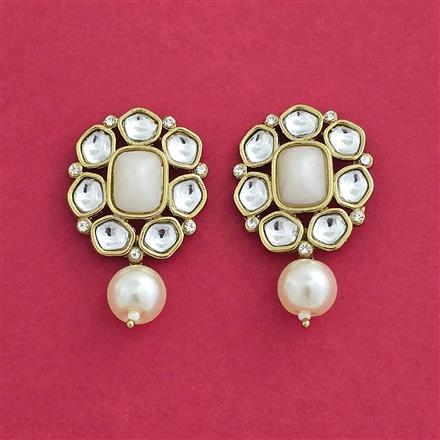 Indo Western Moti Earring With Mehndi Plating