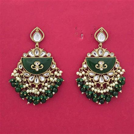 Indo Western Moti Earring With Mehndi Plating