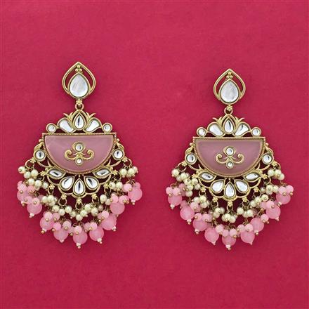 Indo Western Moti Earring With Mehndi Plating