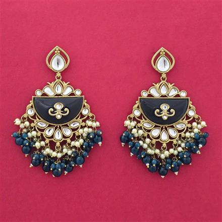 Indo Western Moti Earring With Mehndi Plating