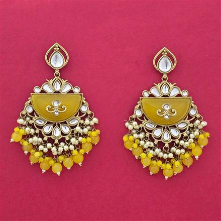 Indo Western Moti Earring With Mehndi Plating