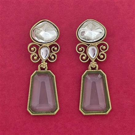 Indo Western Moti Earring With Mehndi Plating