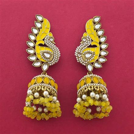 Indo Western Meenakari Earring With Mehndi Plating