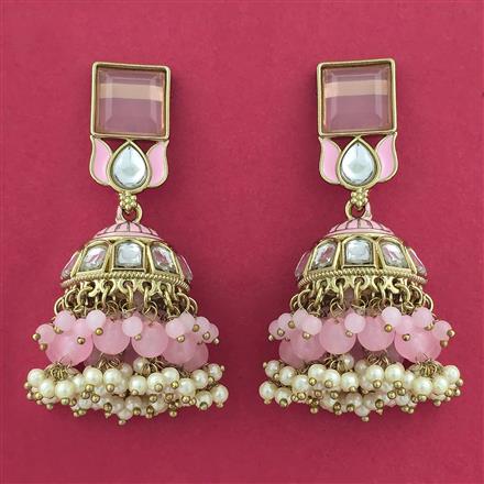 Indo Western Meenakari Earring With Mehndi Plating