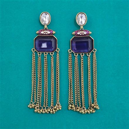 Indo Western Long Earring with Mehndi Plating
