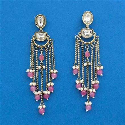 Indo Western Moti Earring With Mehndi Plating