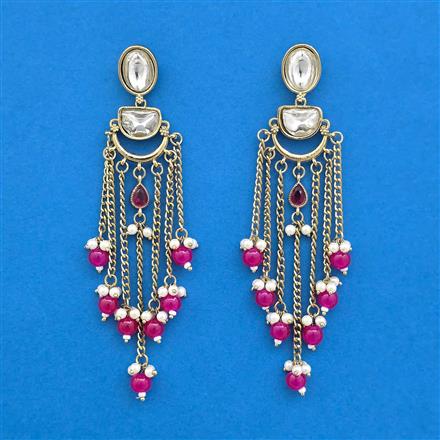 Indo Western Moti Earring With Mehndi Plating