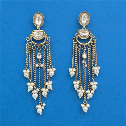 Indo Western Moti Earring With Mehndi Plating