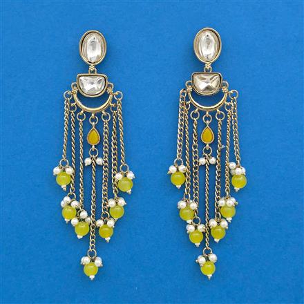 Indo Western Moti Earring With Mehndi Plating