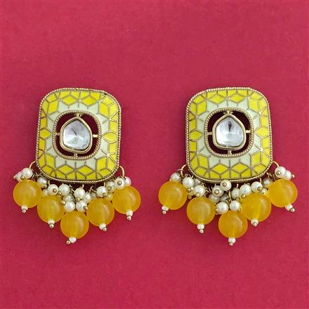 Indo Western Meenakari Earring With Mehndi Plating
