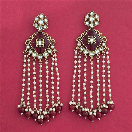 Indo Western Moti Earring With Mehndi Plating