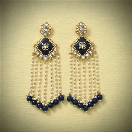 Indo Western Moti Earring With Mehndi Plating