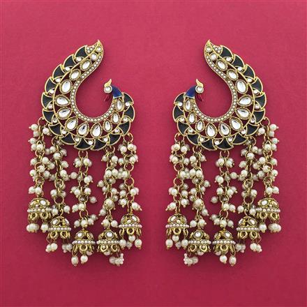 Indo Western Peacock Earring With Mehndi Plating