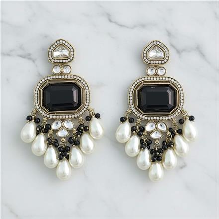 Indo Western Moti Earring With Mehndi Plating
