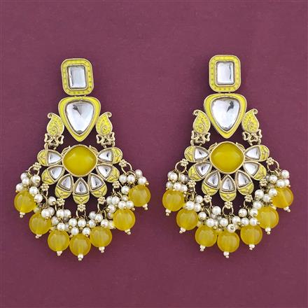 Indo Western Long Earring With Mehndi Plating