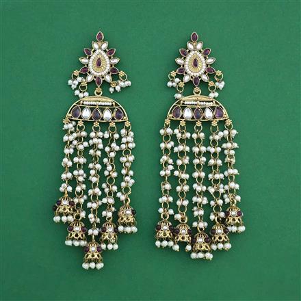 Indo Western Moti Earring With Mehndi Plating