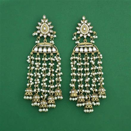 Indo Western Moti Earring With Mehndi Plating