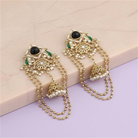 Indo Western Peacock Earring With Mehndi Plating