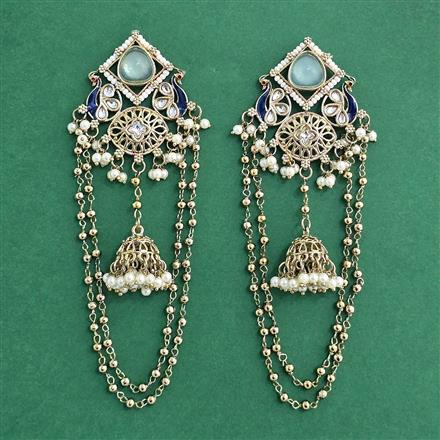 Indo Western Peacock Earring With Mehndi Plating