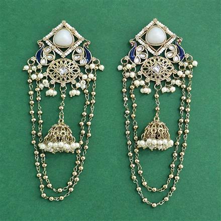 Indo Western Peacock Earring With Mehndi Plating