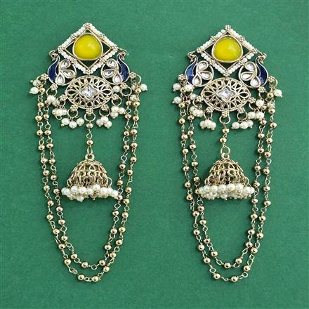 Indo Western Peacock Earring With Mehndi Plating