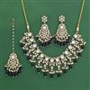 Indo Western Moti Necklace Set With Mehndi Plating