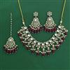 Indo Western Moti Necklace Set With Mehndi Plating