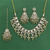 Indo Western Moti Necklace Set With Mehndi Plating