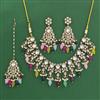 Indo Western Moti Necklace Set With Mehndi Plating
