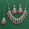 Indo Western Moti Necklace Set With Mehndi Plating
