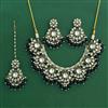 Indo Western Moti Necklace Set With Mehndi Plating