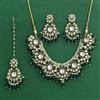Indo Western Moti Necklace Set With Mehndi Plating