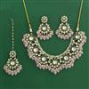 Indo Western Moti Necklace Set With Mehndi Plating