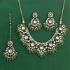 Indo Western Moti Necklace Set With Mehndi Plating