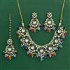 Indo Western Moti Necklace Set With Mehndi Plating