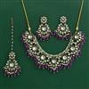 Indo Western Moti Necklace Set With Mehndi Plating