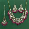 Indo Western Moti Necklace Set With Mehndi Plating