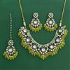 Indo Western Moti Necklace Set With Mehndi Plating