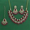 Indo Western Moti Necklace Set With Mehndi Plating