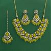 Indo Western Moti Necklace Set With Mehndi Plating