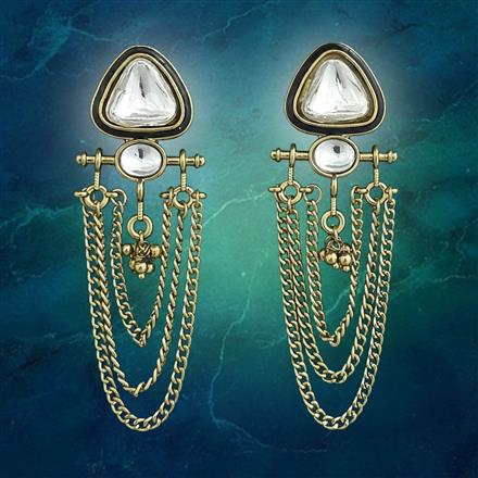 Indo Western Meenakari Earring With Mehndi Plating