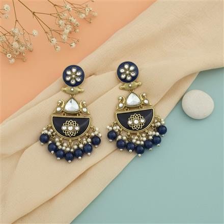 Indo Western Meenakari Earring With Mehndi Plating