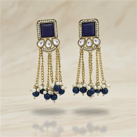 Indo Western Moti Earring With Mehndi Plating