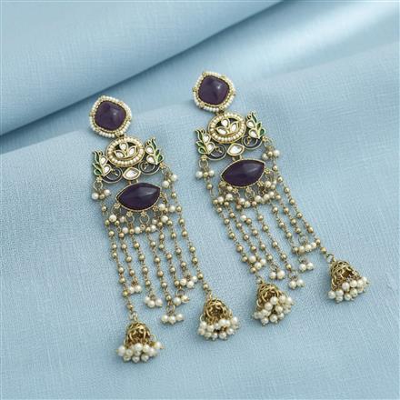 Indo Western Meenakari Earring With Mehndi Plating