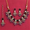 Indo Western Moti Necklace Set With Mehndi Plating