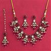 Indo Western Moti Necklace Set With Mehndi Plating